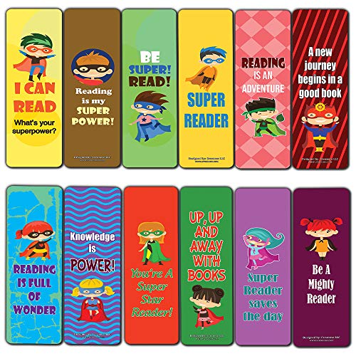 Creanoso Super Bookmarks for Kids Reading Star (30-Pack) Ã¢â‚¬â€œ Six Assorted Quality Reading Bookmarks for Kids Ã¢â‚¬â€œ Premium Gift Set Boys & Girls Ã¢â‚¬â€œ Stocking Stuffers Gifts for Children Ã¢â‚¬â€œ Reading Book Clip