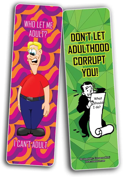 Creanoso Funny Adulthood Bookmarks (2-Sets X 6 Cards) â€“ Daily Inspirational Card Set â€“ Interesting Book Page Clippers â€“ Great Gifts for Adults