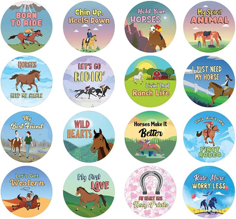 Creanoso Horse Rider Quotes Stickers (10 Sets X 16 Designs) â€“ Sticker Card for Kids â€“ Awesome Stocking Stuffers Gifts for Boys & Girls â€“ Classroom Home Rewards Enticements