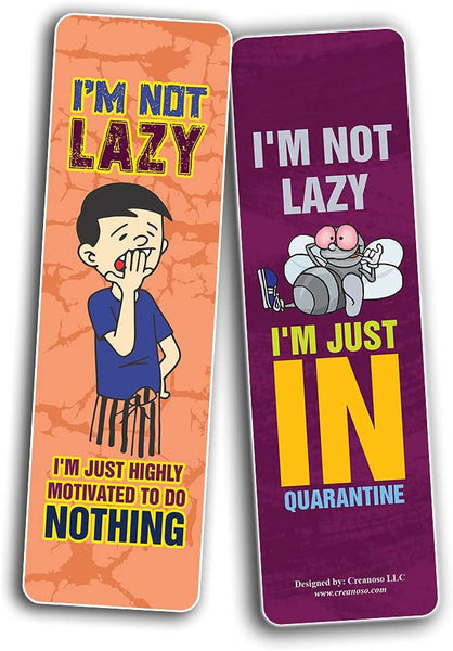 Creanoso Funny Lazy Bookmarks (60-Pack) - Premium Quality Bulk Buy Value Gift Pack Personal Collection