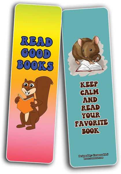 Cute Animals Reading Books Bookmarks (2-Sets X 6 Cards)