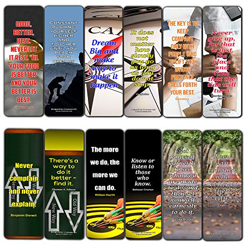 Motivate Yourself And Make Things Happen Bookmarks Cards (30-Pack) - Self Growth Performance Motivational Bookmarker - Stocking Stuffers for Friends Co-Workers Adults Teens Employees Sports Book Club