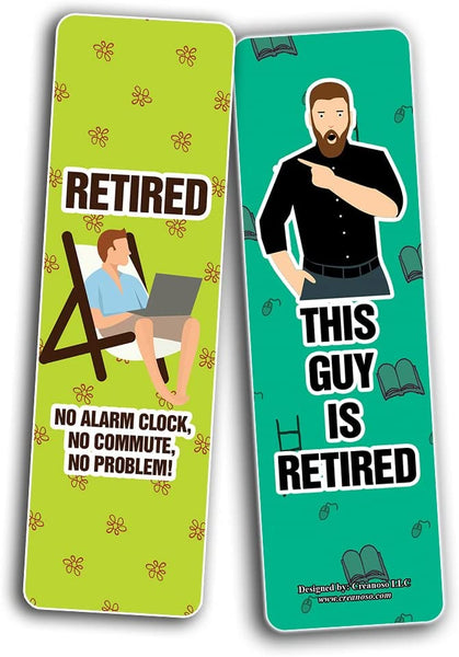 Creanoso Funny Retired Bookmarks (2-Sets X 6 Cards) â€“ Daily Inspirational Card Set â€“ Interesting Book Page Clippers â€“ Great Gifts for Adults and Teens