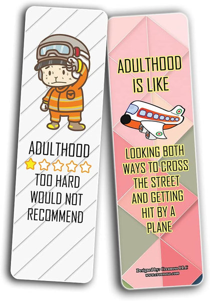 Creanoso Funny Adulthood Bookmarks (2-Sets X 6 Cards) â€“ Daily Inspirational Card Set â€“ Interesting Book Page Clippers â€“ Great Gifts for Adults