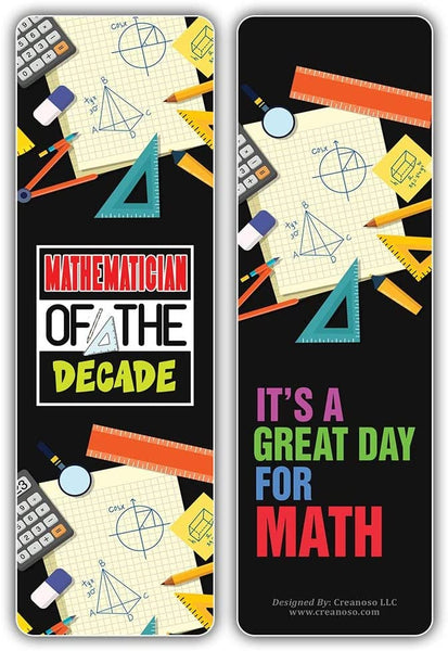 Creanoso I am a Mathematician Bookmarks (5-Sets X 6 Cards) â€“ Daily Inspirational Card Set â€“ Interesting Book Page Clippers â€“ Great Gifts for Adults and Teens