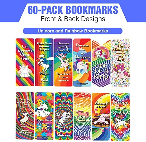 Unicorn and Rainbow Bookmarks (10-Sets X 6 Cards)