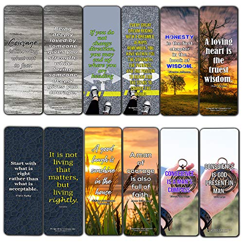 Creanoso Great Quotes to Ponder About Courage Change Wisdom Bookmarks (30-Pack) Ã¢â‚¬â€œ Stocking Stuffers Gift for Men & Women, Teens - Rewards Gifts Ã¢â‚¬â€œ Awesome Bookmark Collection for Bookworms