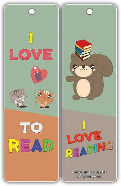 Creanoso Animal Good Reading Habit Bookmarks (60-Pack) + 5 Sheet Stickers Bundle - Reward Gifts