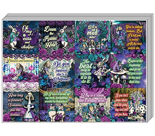 Creanoso Alice in Wonderland Stickers Series 2 (10-Sheet) â€“ Total 120 pcs (10 X 12pcs) Individual Small Size 2.1 x 2. Inches , Waterproof, Unique Personalized Themes Designs, Any Flat Surface DIY Decoration Art Decal for Boys & Girls, Children, Teens
