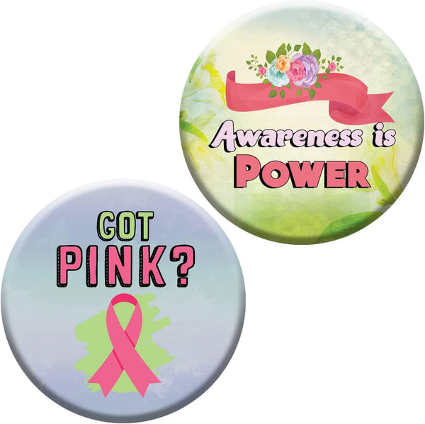 Creanoso Breast Cancer Awareness Pin Buttons (1-Set X 10 Buttons) - Stocking Stuffers Premium Quality Gift Ideas for Children, Teens, & Adults - Corporate Giveaways & Party Favors