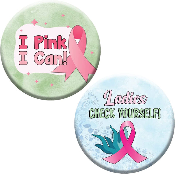 Creanoso Breast Cancer Awareness Pin Buttons (1-Set X 10 Buttons) - Stocking Stuffers Premium Quality Gift Ideas for Children, Teens, & Adults - Corporate Giveaways & Party Favors