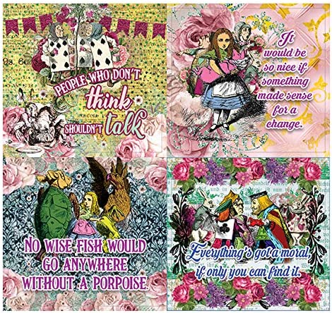 Creanoso Alice in Wonderland Stickers Series 3 (10-Sheet) â€“ Total 120 pcs (10 X 12pcs) Individual Small Size 2.1 x 2. Inches , Waterproof, Unique Personalized Themes Designs, Any Flat Surface DIY Decoration Art Decal for Boys & Girls, Children, Teens