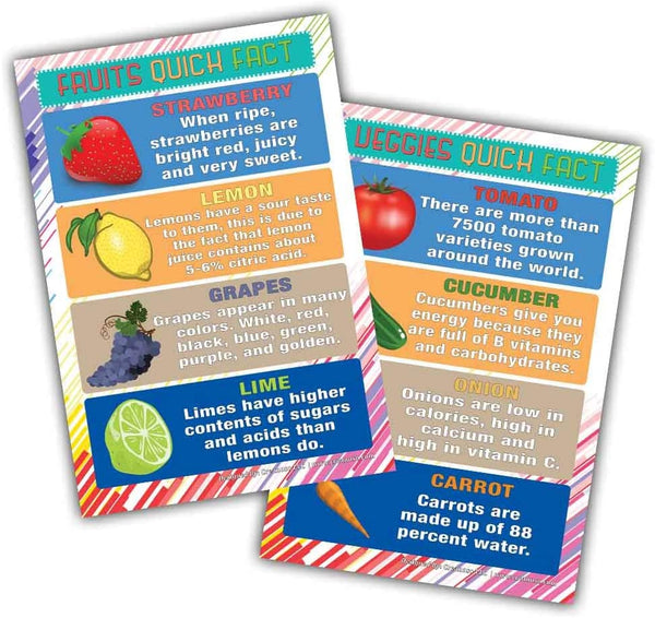 Creanoso Educational Fruits and Vegetables Learning Posters for Kids (6-Pack) - Home Schooling Tool