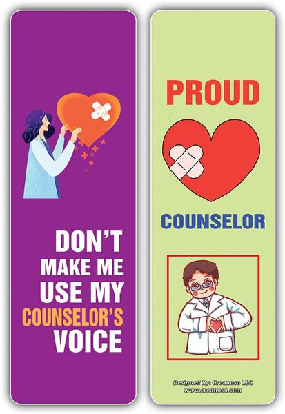 Creanoso I am a Counselor Bookmarks (2-Sets X 6 Cards) â€“ Daily Inspirational Card Set â€“ Interesting Book Page Clippers â€“ Great Gifts for Adults and Teens