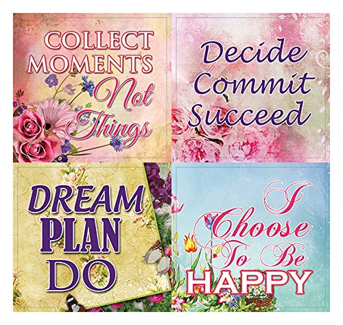 Creanoso Uplifting Quotes for Women Floral Stickers (5-Sheet) ÃƒÂ¢Ã¢â€šÂ¬Ã¢â‚¬Å“ Total 60 pcs (5 X 12pcs) Individual Small Size 2.1" x 2", Unique Personalized Designs, Flat Surface DIY Decoration Art Decal for Kids