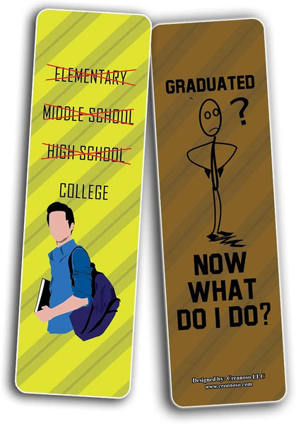 Creanoso Funny Master Degree Graduation Bookmarks (2-Sets X 6 Cards) â€“ Daily Inspirational Card Set â€“ Interesting Book Page Clippers â€“ Great Gifts for Kids and Teens