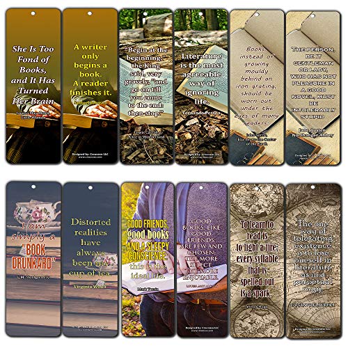 Creanoso Avid Reading Classic Quotes Bookmarker Cards (60-Pack) ÃƒÂ¢Ã¢â€šÂ¬Ã¢â‚¬Å“ Premium Quality Book Reading Bookmarks Design ÃƒÂ¢Ã¢â€šÂ¬Ã¢â‚¬Å“ Premium Gift for Men Women Adult, Bookworm ÃƒÂ¢Ã¢â€šÂ¬Ã¢â‚¬Å“ Awesome Bookmarks