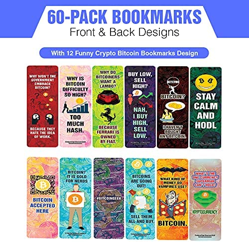 Funny Crypto Bitcoin Jokes Bookmarks Cards (10-Sets X 6 Cards)