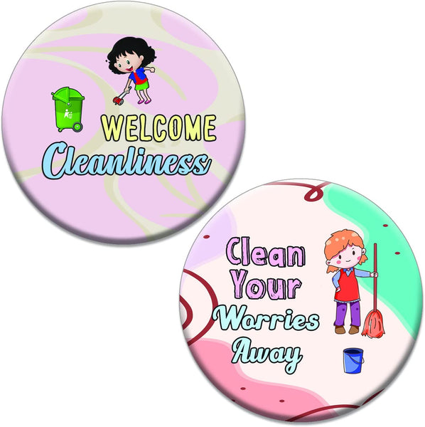 Creanoso Clean Up Badge Pinback buttons (1-Set X 10 Buttons) - Stocking Stuffers Premium Quality Gift Ideas for Children, Teens, & Adults - Corporate Giveaways & Party Favors