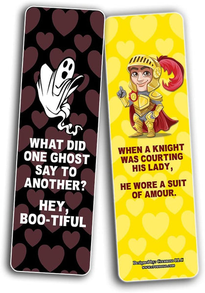 Creanoso Funny I love you couple puns for him and her Bookmarks (5-Sets X 6 Cards) â€“ Daily Inspirational Card Set â€“ Interesting Book Page Clippers â€“ Great Gifts for Adults and Teens