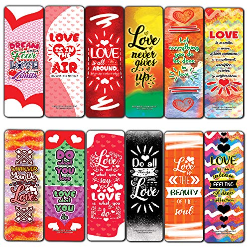 Creanoso Love Bookmarks (30-Pack) - Love Quotes Reading for Bookworms and Bibliophiles - Stocking Stuffers Gift Ideas for Boys and Girls