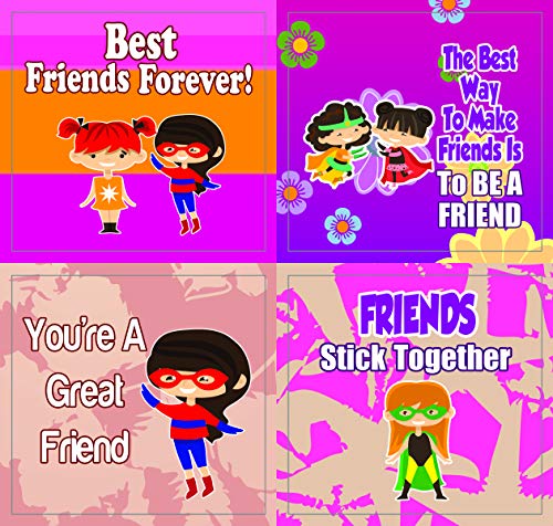 Creanoso Superhero Friendship Stickers (10-Sheet) â€“ Total 120 pcs (10 X 12pcs) Individual Small Size 2.1 x 2. Inches , Waterproof, Unique Personalized Themes Designs, Any Flat Surface DIY Decoration Art Decal for Boys & Girls, Children, Teens