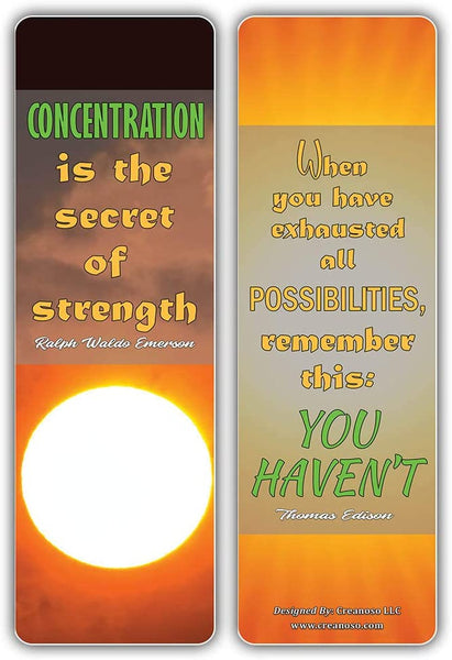 Creanoso Be Strong Inspirational Sayings Sun Bookmark Cards (30-Pack) â€“ Premium Gifts Bookmarks for Bookworm â€“ Stocking Stuffers for Men, Women, Teen, Bookworms â€“ Office Supplies â€“ DIY Kit