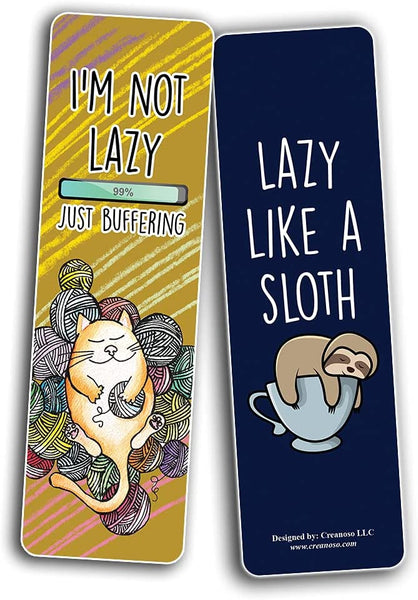 Creanoso Funny Lazy Bookmarks (12-Pack) - Stocking Stuffers Incentive Gift Ideas for Teens and Adults