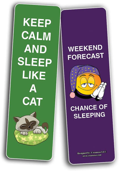Creanoso Cute I love sleeping Bookmarks (2-Sets X 6 Cards)â€“ Daily Inspirational Card Set â€“ Interesting Book Page Clippers â€“ Great Gifts for Kids and Teens
