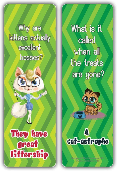 Creanoso Funny Cat Jokes Series 2 Bookmarks (30-Pack) â€“ Awesome Bookmarks for Bookworm, Bibliophiles â€“ Unique Book Reading Page Binders â€“ Stocking Stuffers Gifts Token Ideas for Cat Owners
