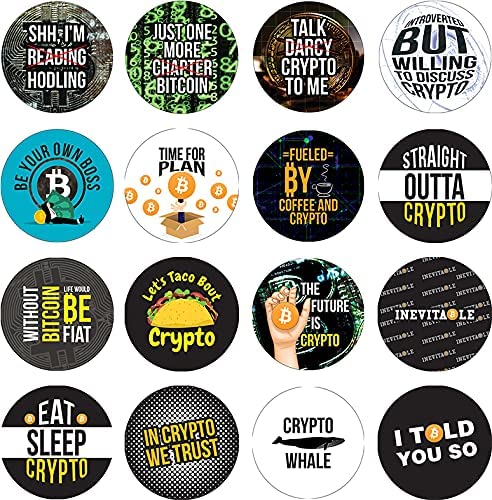 Funny Cryptocurrency Stickers (5 Sets X 16 Designs)