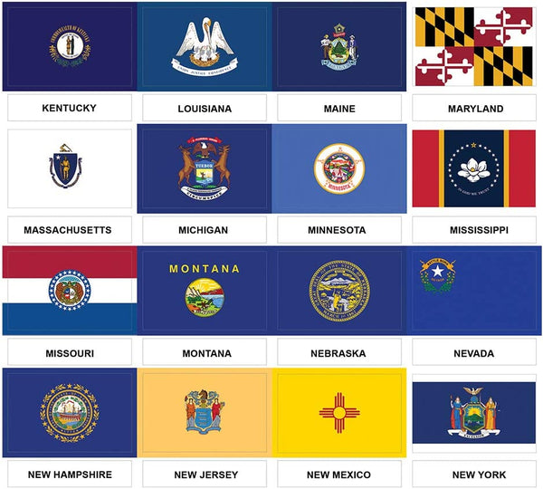 Creanoso US States and Territories Flags and American Symbols Stickers (2-Sets) - 8 Sheets