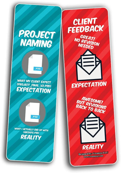Graphic Designer - Expectation VS Reality - Bookmarks (10-Sets X 6 Cards)