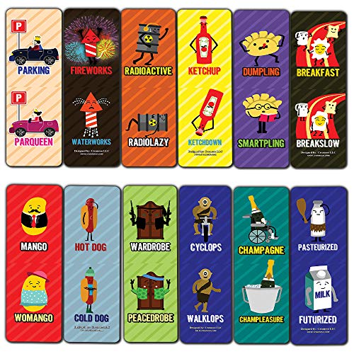 Funny Opposite Puns Jokes Bookmarks (30-Pack)-Assorted Designs for Children - Classroom Reward Incentives for Students - Stocking Stuffers Party Favors & Giveaways for Teens & Adults