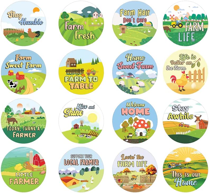 Creanoso Farmhouse Life Quotes Stickers (5 Sets X 16 Designs) â€“ Sticker Card Giveaways for Kids â€“ Awesome Stocking Stuffers Gifts for Boys & Girls â€“ Classroom Home Rewards Enticements
