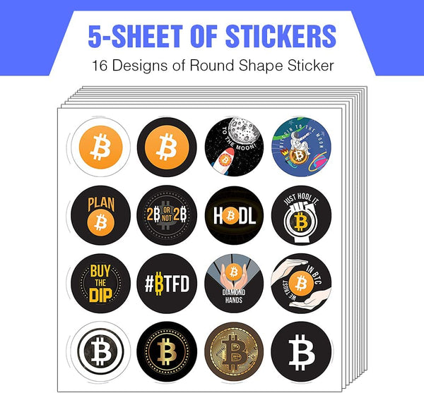 Bitcoin Stickers Collection Set (5 Sets X 16 Designs)