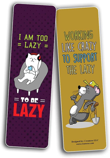 Creanoso Funny Lazy Bookmarks (12-Pack) - Stocking Stuffers Incentive Gift Ideas for Teens and Adults