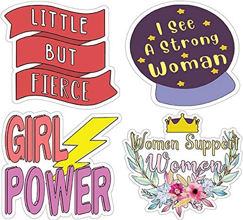 FeministÂ Stickers - 2 Bulk Sets (12 des. x 2pcs ea.) -approx. A7-sized 3.55x 3.94 in. Stocking Stuffers Premium Quality Gift Ideas for Children, Teens, & Adults - Corporate Giveaways & Party Favors