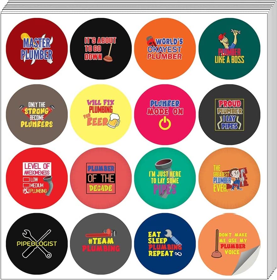 Master Plumber Sticker I am a Plumber Stickers (5 Sets X 16 Designs) – Creanoso