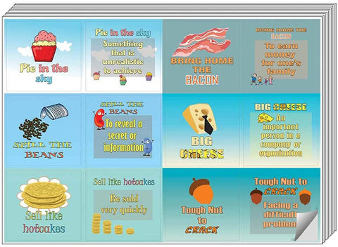 Creanoso Funny Food Idioms Stickers Series I (10-Sheet) â€“ Total 120 pcs (10 X 12pcs) Individual Small Size 2.1 x 2. Inches , Waterproof, Unique Personalized Themes Designs, Any Flat Surface DIY Decoration Art Decal for Boys & Girls, Children, Teens