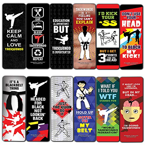 Taekwondo Cards (30-Pack)-Awesome Bookmarks for Men, Women, Boys, Girls, Teens Ã¢â‚¬â€œ Six Bulk Assorted Bookmarks Designs Ã¢â‚¬â€œ Book Reading Rewards Ã¢â‚¬â€œ Awesome Page Binder Pack
