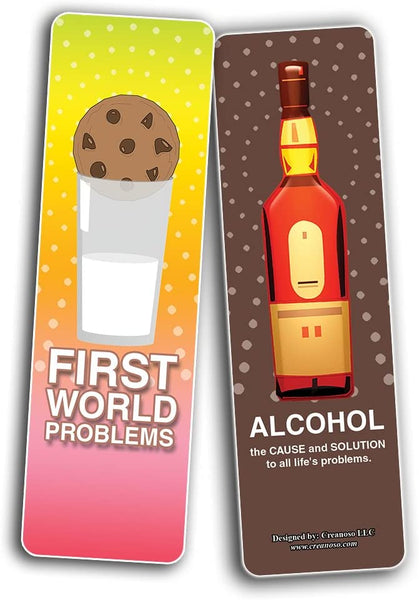 Creanoso Funny Problems in Life Bookmarks (10-Sets X 6 Cards) â€“ Daily Inspirational Card Set â€“ Interesting Book Page Clippers â€“ Great Gifts for Adults and Teens