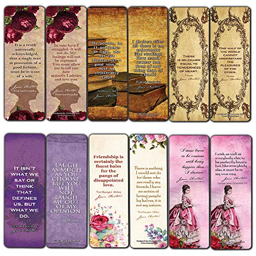 Reading Gifts for Women (30-Pack) - Bookmark Cards Jane Austen Mr Darcy Elizabeth Bennet Bookclub Reader Stocking Stuffers - Floral Flowers Romantic Party Favors