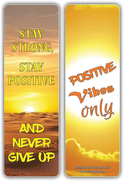 Creanoso Stay Positive Quotes Sun Bookmarks (60-Pack) Ã¢â‚¬â€œ Great Party Favors Card Set Ã¢â‚¬â€œ Epic Collection Set Book Page Clippers Ã¢â‚¬â€œ Cool Gifts for Men, Women, Teens, Bookworms Ã¢â‚¬â€œ DIY Kit Ã¢â‚¬â€œ Teacher Rewards