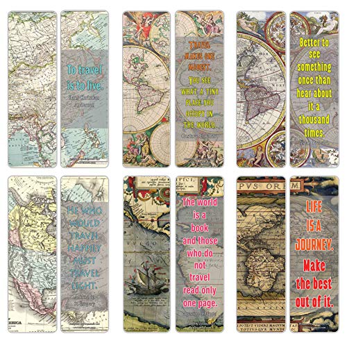 Creanoso Vintage Map Bookmarks Series 2 (30-Pack) Ã¢â‚¬â€œ Stocking Stuffers Gift for Men, Women, Adult, Teens, Boys & Girls Ã¢â‚¬â€œ Party Favors Supplies Ã¢â‚¬â€œ Rewards Gifts