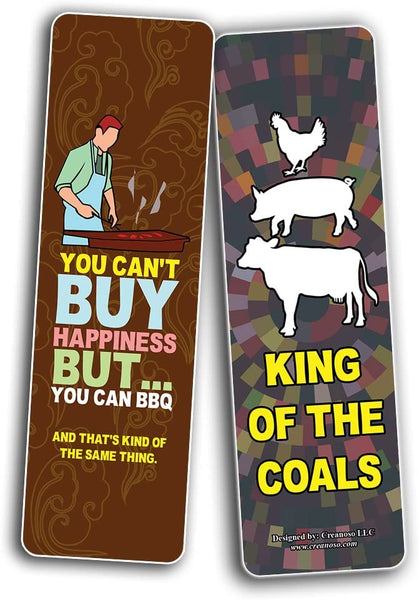 Creanoso Funny Barbecue Sayings Bookmarks (10-Sets X 6 Cards) â€“ Daily Inspirational Card Set â€“ Interesting Book Page Clippers â€“ Great Gifts for Adults and Teens