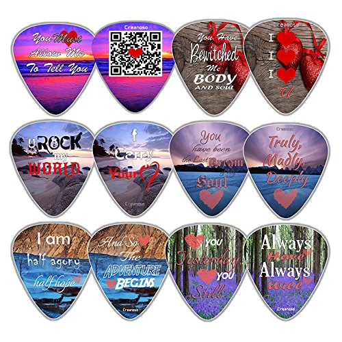 Love Guitar Picks (12-Pack) - I Love You Valentines Loving You Sweet Heart Unique Cool Romantic Cool Collectible - Music & Guitar Accessories for Boys Son Men Him