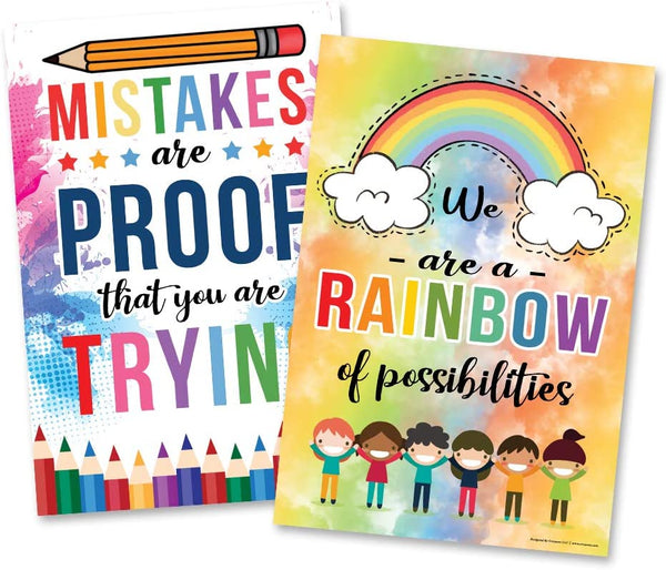Colorful Words Art Poster (6 Pack) - Classroom Rewards Teacher Teaching Supply - Stocking Stuffers Gifts