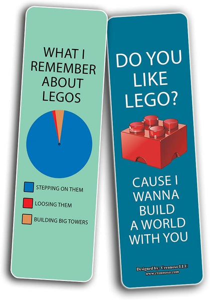 Creanoso Funny LEGO Bookmarks (10-Sets X 6 Cards)â€“ Daily Inspirational Card Set â€“ Interesting Book Page Clippers â€“ Great Gifts for Kids and Teens
