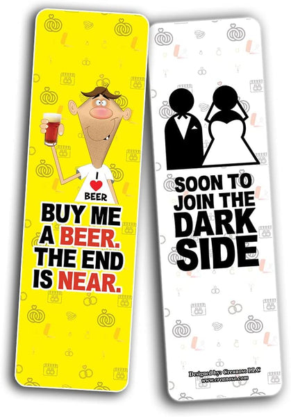 Creanoso Funny Bachelor Party Bookmarks (2-Sets X 6 Cards) â€“ Daily Inspirational Card Set â€“ Interesting Book Page Clippers â€“ Great Gifts for Adults and Teens